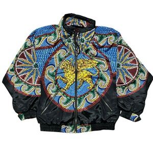 VTG Giacca Gallery Sport Windbreaker Stained Glass Griffin Lion Design Size M